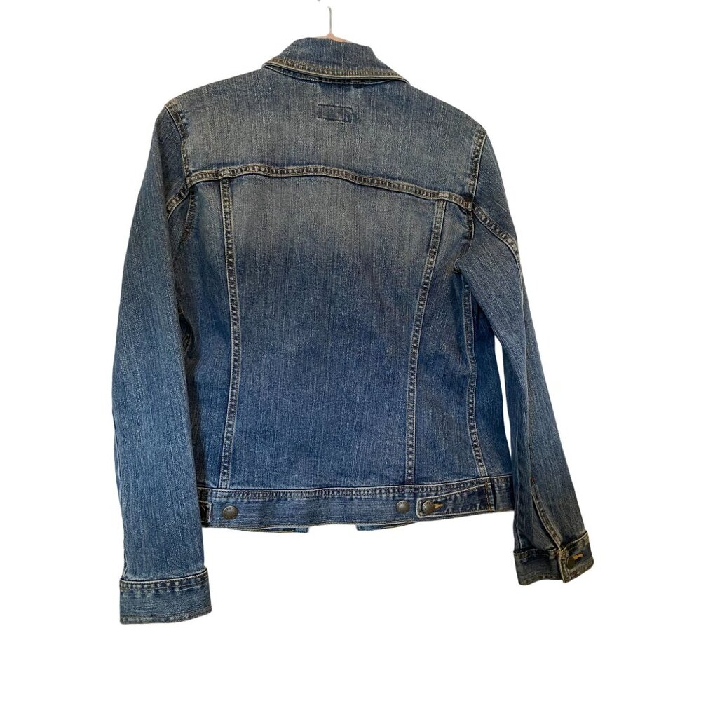 H&M L.O.G.G. Jean Jacket Denim Size 10 Utility Cotton Dark Wash LOGG Buttons - Picture 11 of 12